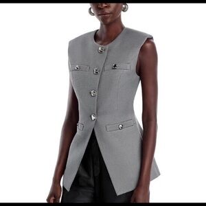 NWT Endless Rose Tailored Vest top Women Gary/Silver Bottom Closure Size M & L
